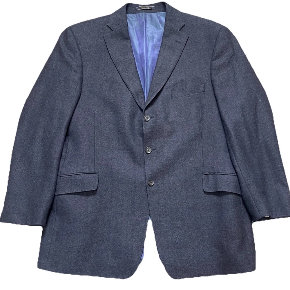 Arnold Brant Men's Cashmere 3 Button Blazer Navy Blue 46R
